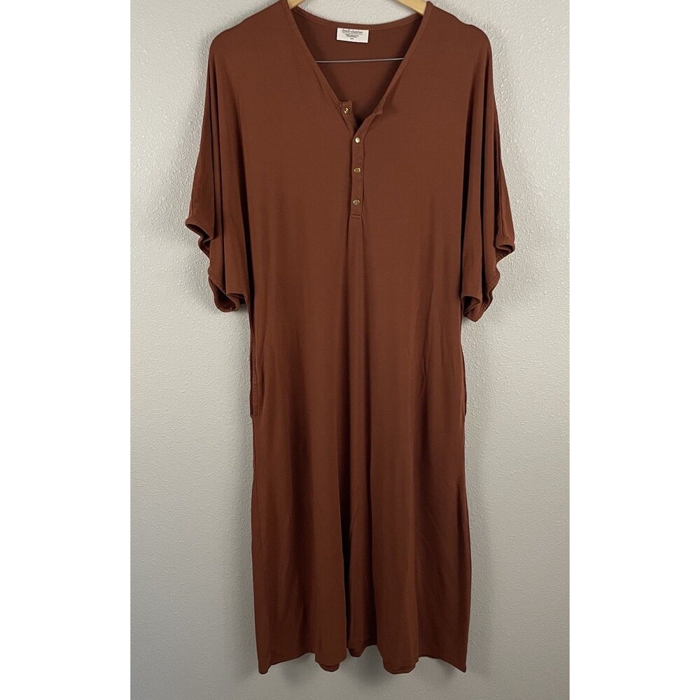 Dwell + Slumber Womens XS/S Brown Caftan Dress Oversized 3/4 Sleeve Buttery Soft